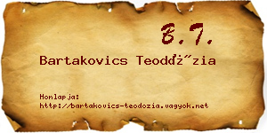 Bartakovics Teodózia névjegykártya
